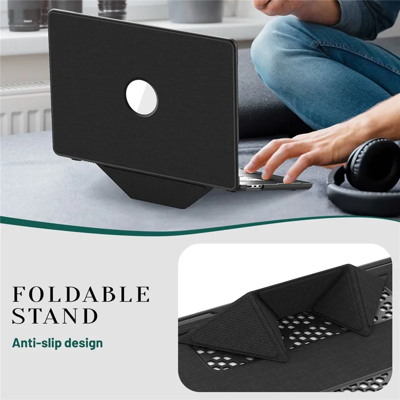 Kickstand Case for MacBook Air 15 inch (2025)  /  (2024)  /  (2023) (M2 A2941  /  M3 A3114  /  M4 A3241) Laptop Cover with Logo View - Black