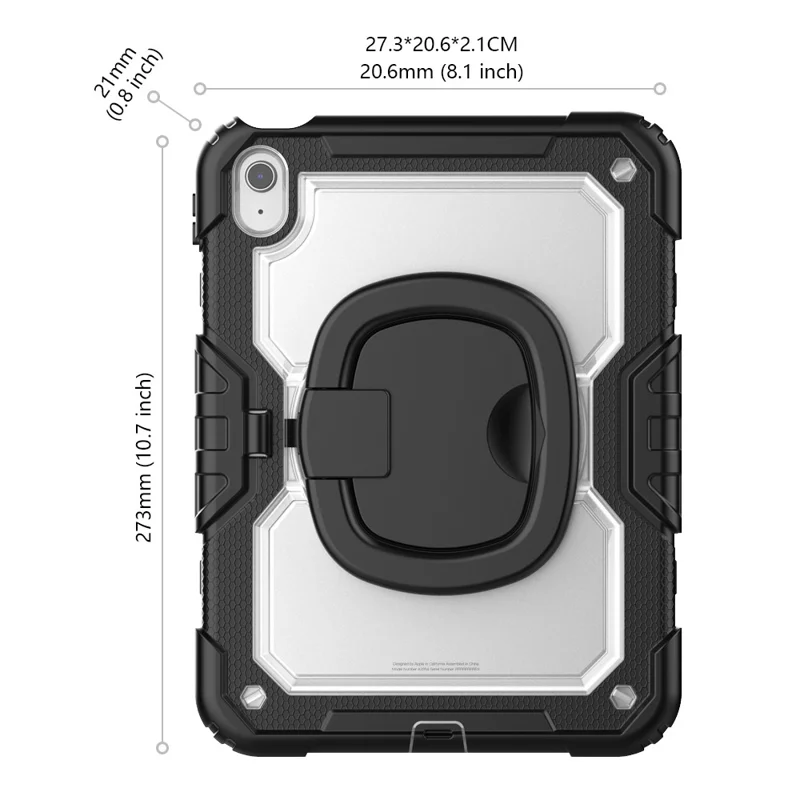 For iPad (2025) / iPad 10.9 (2022) Case Ring Kickstand PC + Silicone Shockproof Tablet Cover