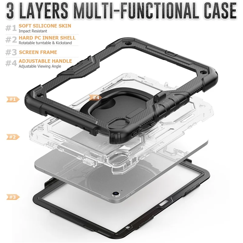 For iPad (2025) / iPad 10.9 (2022) Case Ring Kickstand PC + Silicone Shockproof Tablet Cover