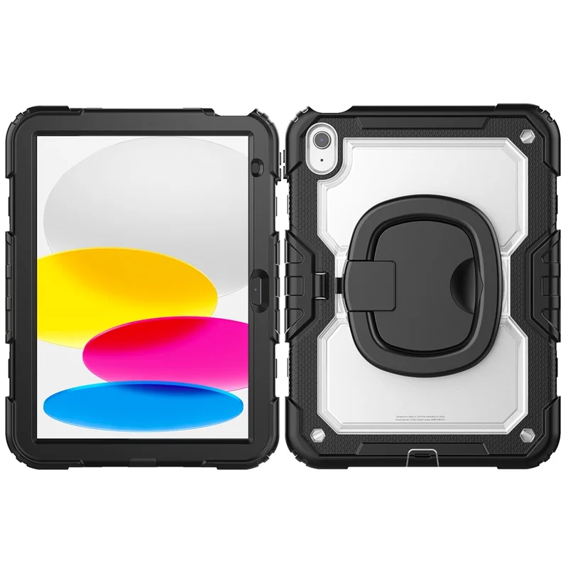 For iPad (2025) / iPad 10.9 (2022) Kickstand Case PC + Silicone Tablet Cover with Shoulder Strap