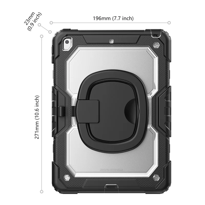 For iPad 10.2 (2021) / (2019) / (2020) Kickstand Case PC + Silicone Tablet Cover with Shoulder Strap