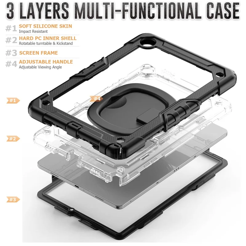 For Samsung Galaxy Tab A9+ SM-X210 / X216 / X218 Case Ring Kickstand PC + Silicone Shockproof Tablet Cover