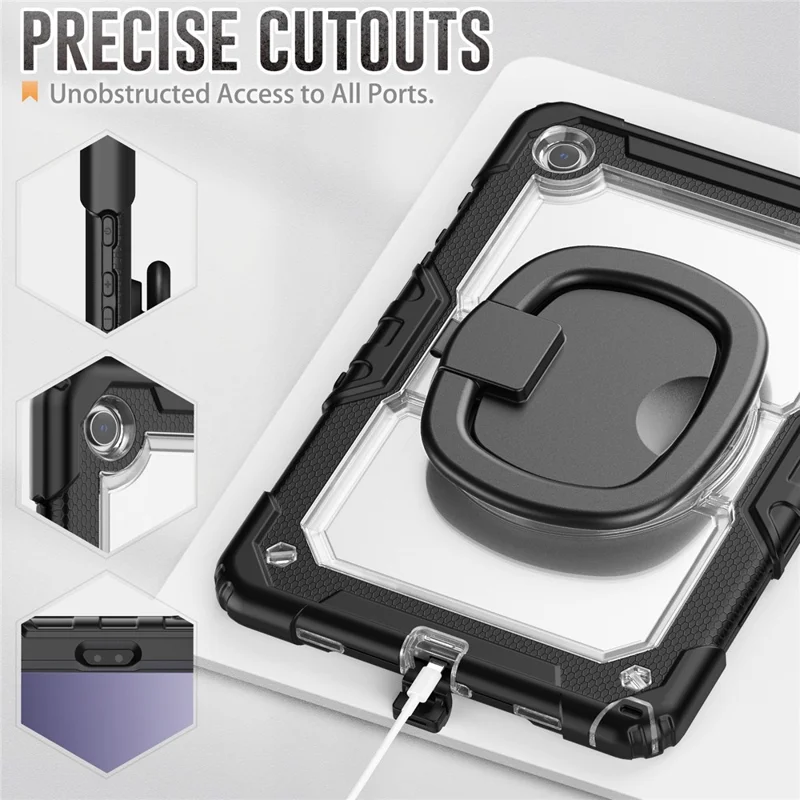 For Samsung Galaxy Tab A9+ SM-X210 / X216 / X218 Case Ring Kickstand PC + Silicone Shockproof Tablet Cover