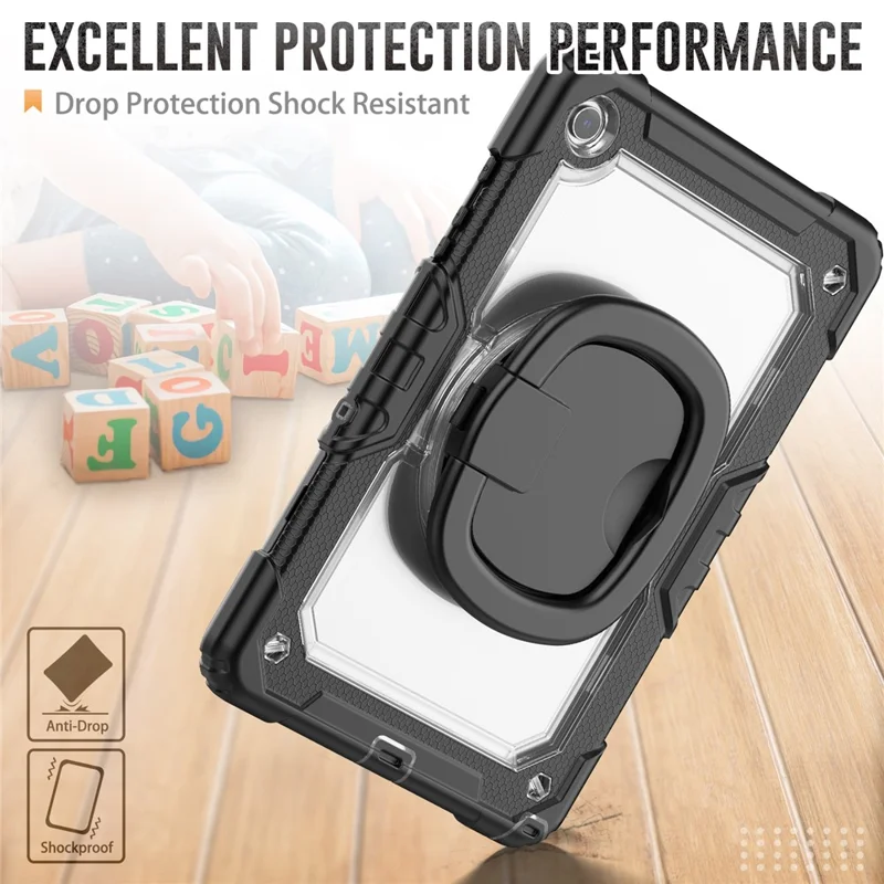 For Samsung Galaxy Tab A9+ SM-X210 / X216 / X218 Kickstand Case PC + Silicone Tablet Cover with Shoulder Strap