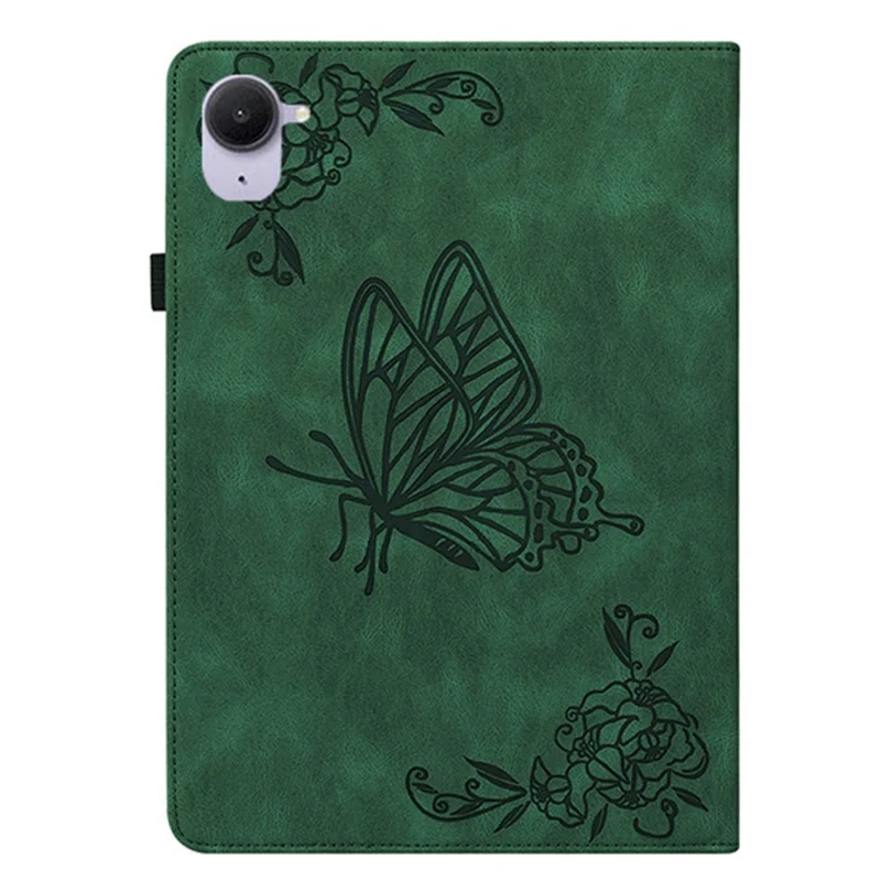 Für Xiaomi Redmi K Pad Hülle Schmetterling Blume Aufdruck PU-Leder Tablet-Hülle mit Kartenfächern - Grün