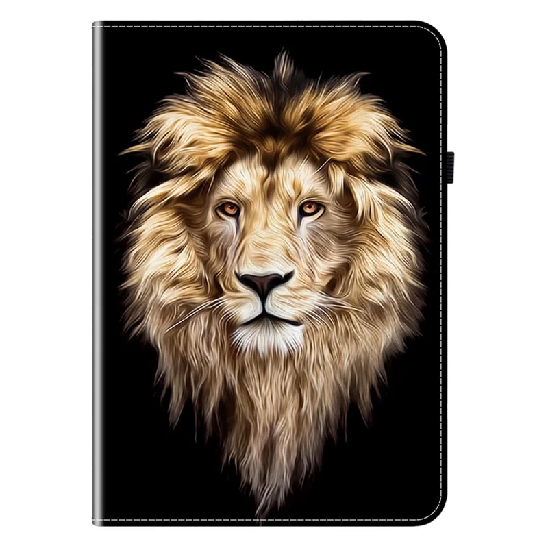 For Xiaomi Redmi K Pad Leather Case Pattern Printed Stand Tablet Cover with Card Slots - Lion Head