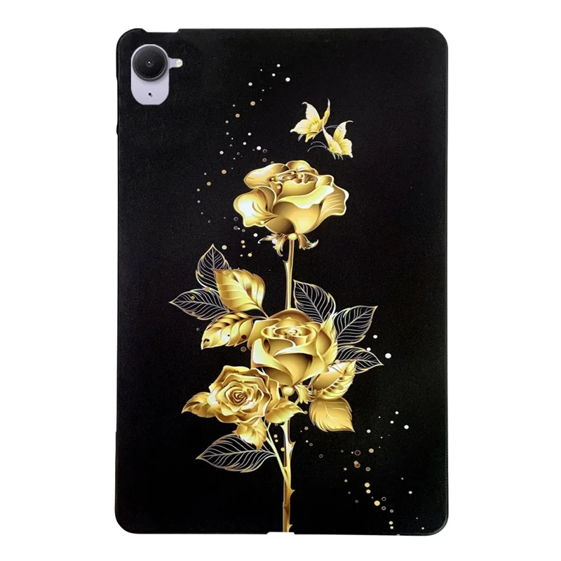 For Xiaomi Redmi K Pad TPU Case Pattern Printing Slim Tablet Protective Cover - Golden Butterfly Rose