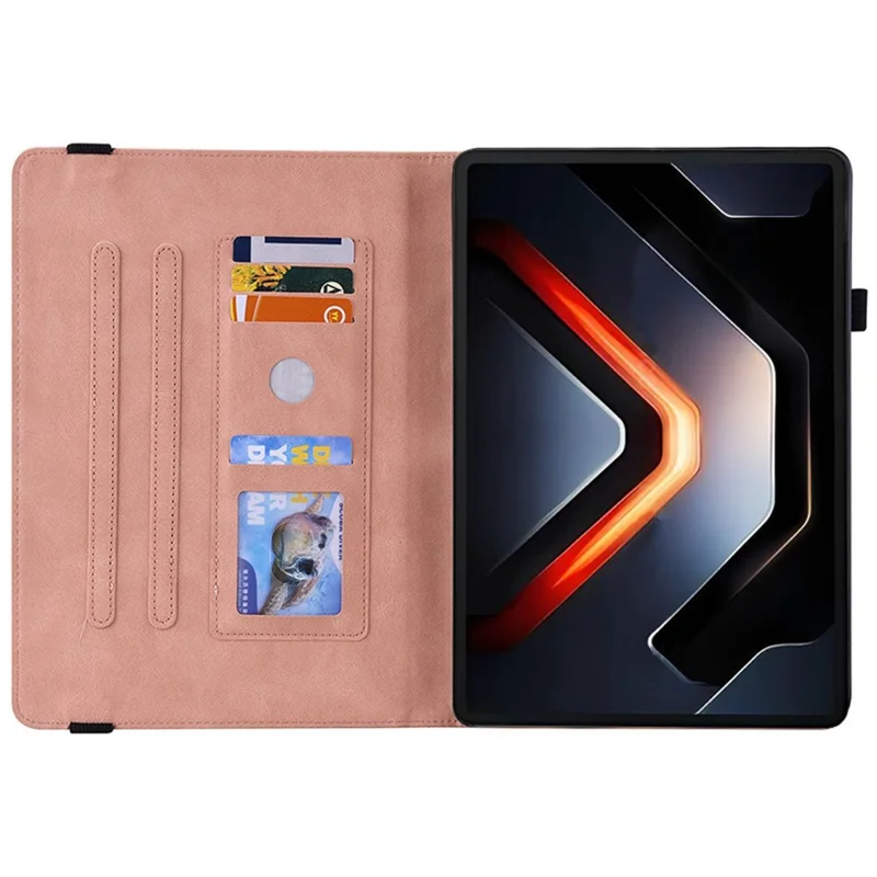 For Infinix Xpad GT Case Butterfly Flower Imprint PU Leather Tablet Cover with Card Slots - Pink