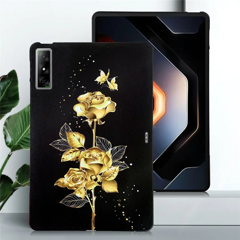 For Infinix Xpad GT TPU Case Pattern Printing Slim Tablet Protective Cover - Golden Butterfly Rose
