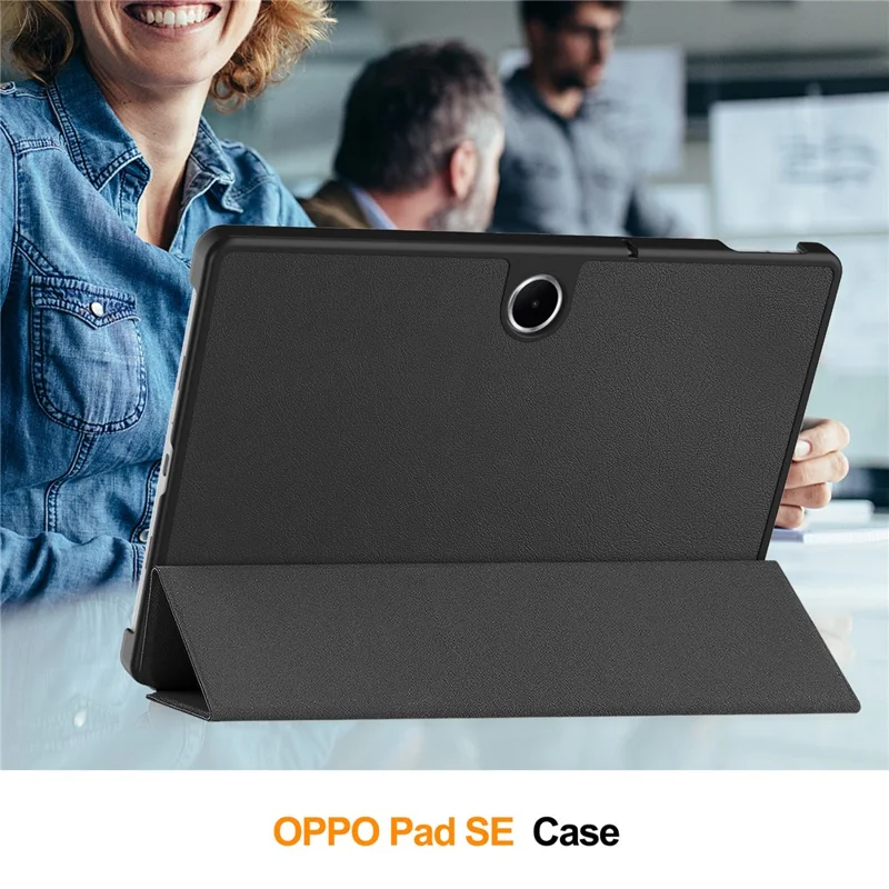 Pour Oppo Pad SE / OnePlus Pad Lite Étui Antichoc en Cuir avec Support de Protection - Noir