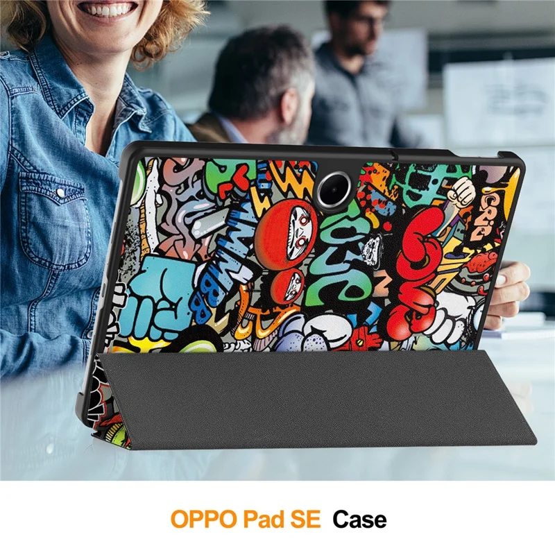 For Oppo Pad SE  /  OnePlus Pad Lite Case Pattern Print Leather Stand Tablet Cover - Graffiti