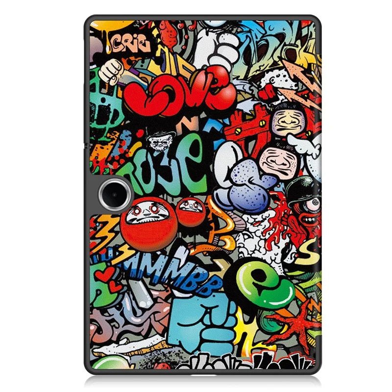 For Oppo Pad SE  /  OnePlus Pad Lite Case Pattern Print Leather Stand Tablet Cover - Graffiti