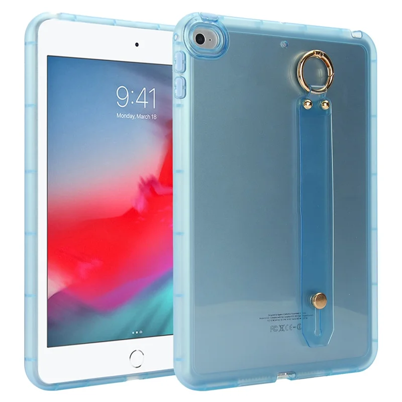 Étui pour tablette pour iPad mini (2019) 7,9 pouces / mini 4 / mini 3 / Mini 2 / Mini - Housse TPU antichoc avec bracelet - Bleu