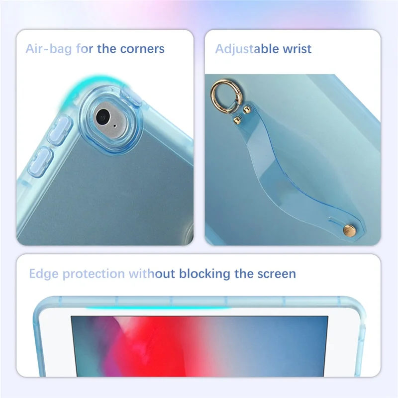 Étui pour tablette pour iPad mini (2019) 7,9 pouces / mini 4 / mini 3 / Mini 2 / Mini - Housse TPU antichoc avec bracelet - Bleu