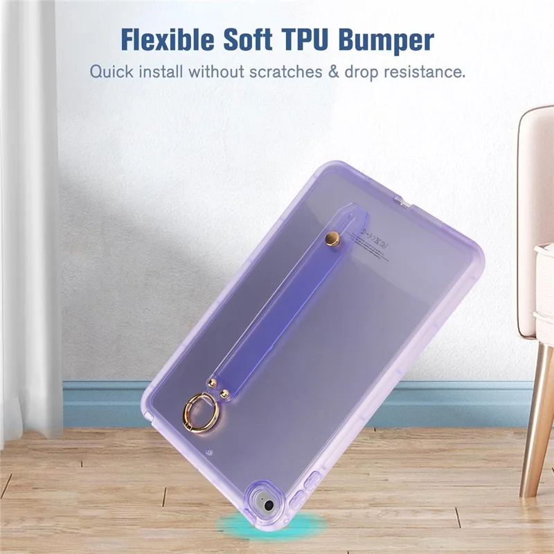 Tablet Case For iPad mini (2019) 7.9 inch  /  mini 4  /  mini 3  /  Mini 2  /  Mini Shockproof TPU Cover with Wristband - Purple