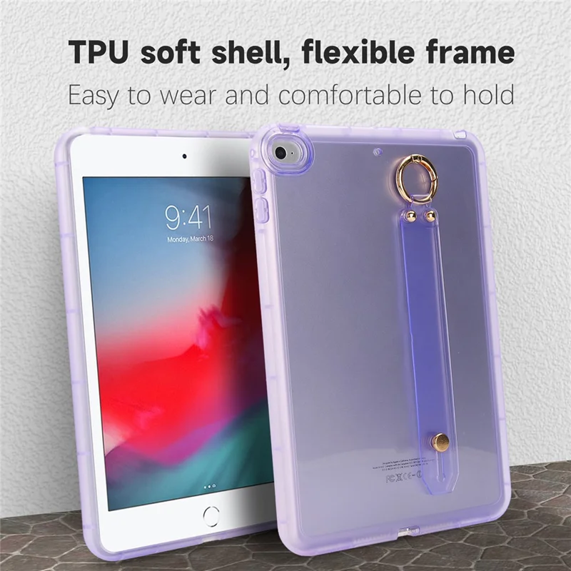 Tablet Case For iPad mini (2019) 7.9 inch  /  mini 4  /  mini 3  /  Mini 2  /  Mini Shockproof TPU Cover with Wristband - Purple
