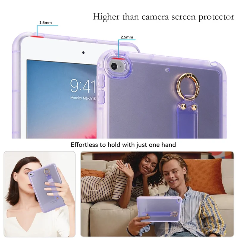 Tablet Case For iPad mini (2019) 7.9 inch  /  mini 4  /  mini 3  /  Mini 2  /  Mini Shockproof TPU Cover with Wristband - Purple
