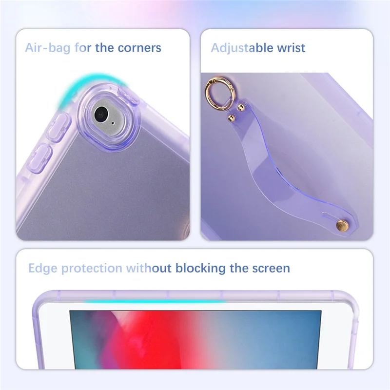 Tablet Case For iPad mini (2019) 7.9 inch  /  mini 4  /  mini 3  /  Mini 2  /  Mini Shockproof TPU Cover with Wristband - Purple