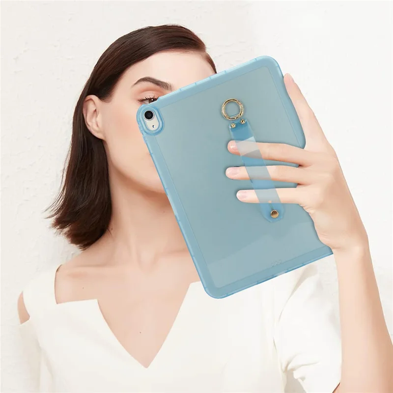 Tablet Case For iPad Air 11 (2025)  /  (2024)  /  Air (2022)  /  (2020)  /  Pro 11-inch (2018) Shockproof TPU Cover with Wristband - Blue