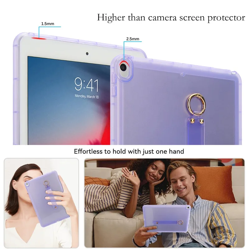 Capa para iPad Air de 10,5 polegadas (2019) à Prova de Choque em TPU com Alça de Pulso - Roxa