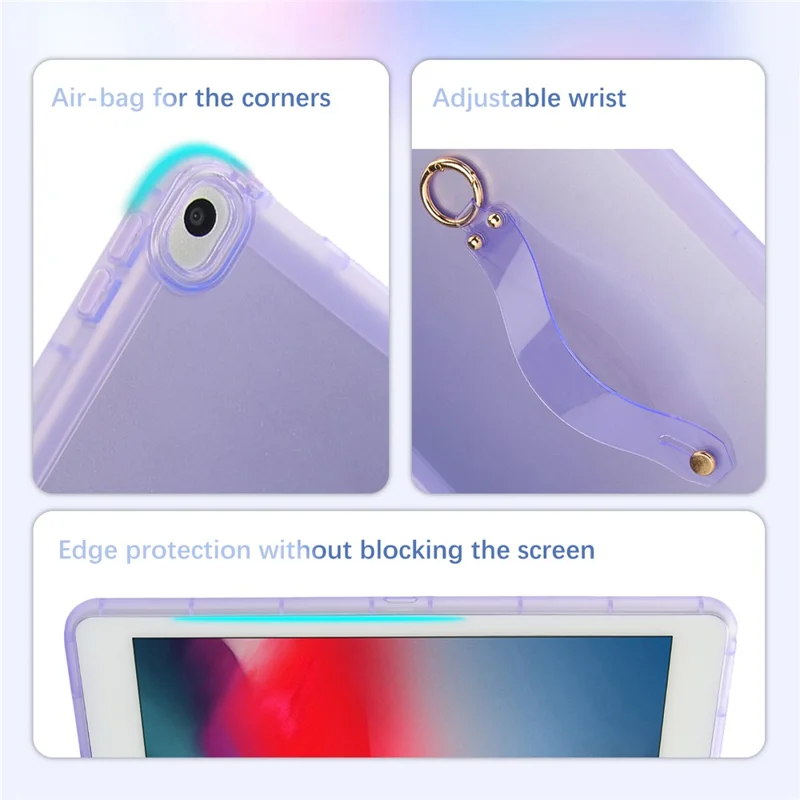 Capa para iPad Air de 10,5 polegadas (2019) à Prova de Choque em TPU com Alça de Pulso - Roxa