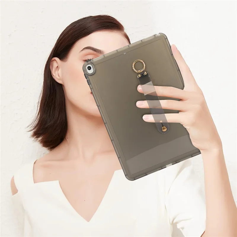 For iPad Air 10.5 inch (2019) Case Shockproof TPU Tablet Cover with Wristband - Black