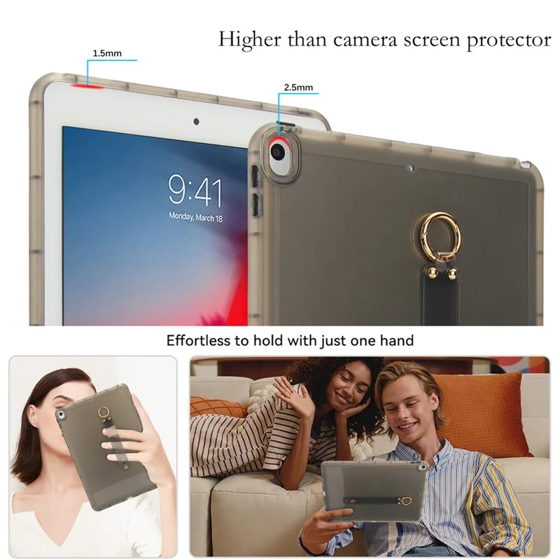 For iPad Air 10.5 inch (2019) Case Shockproof TPU Tablet Cover with Wristband - Black
