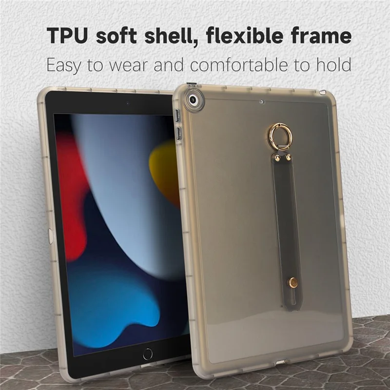 Tablet Case For iPad 10.2 (2021)  /  (2020)  /  (2019) Shockproof TPU Cover with Wristband - Black
