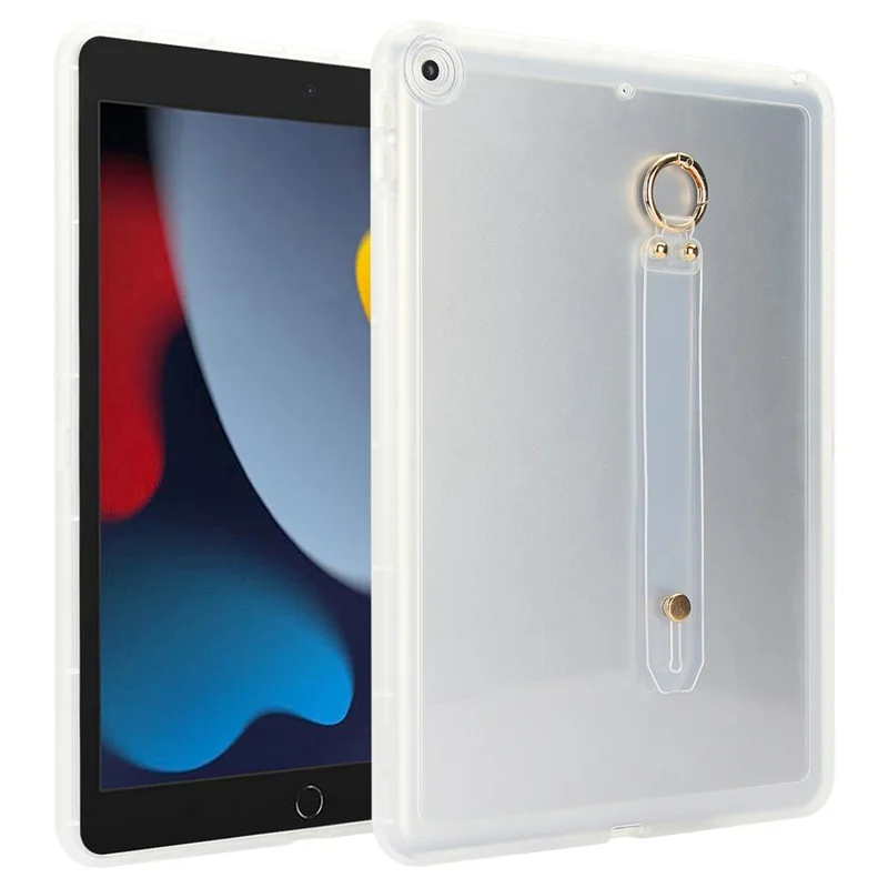 Tablet Case For iPad 10.2 (2021)  /  (2020)  /  (2019) Shockproof TPU Cover with Wristband - Transparent