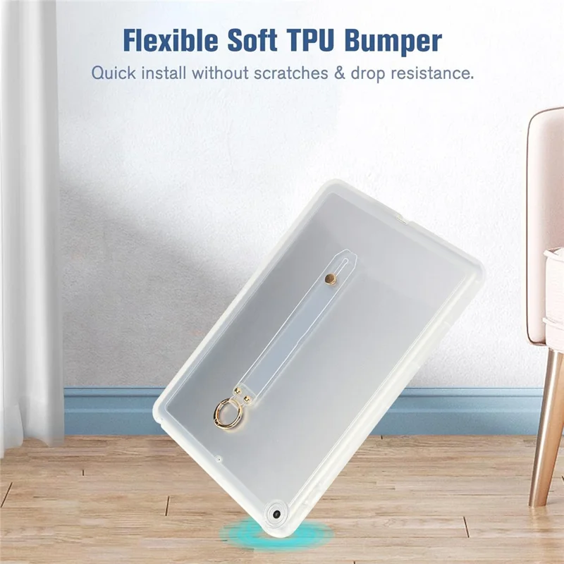 Tablet Case For iPad 10.2 (2021)  /  (2020)  /  (2019) Shockproof TPU Cover with Wristband - Transparent