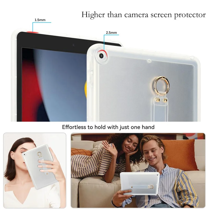 Tablet Case For iPad 10.2 (2021)  /  (2020)  /  (2019) Shockproof TPU Cover with Wristband - Transparent