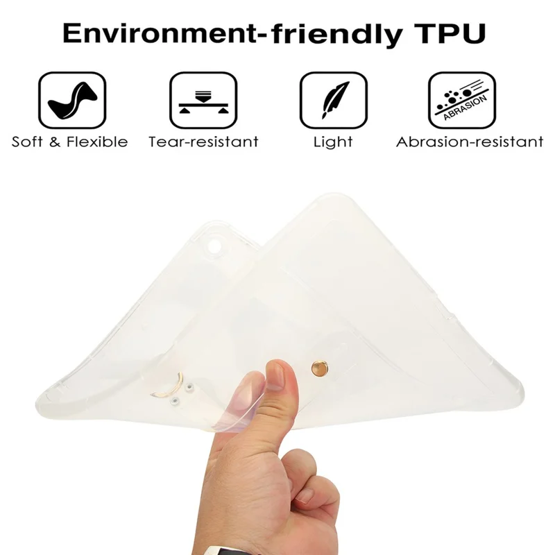 Tablet Case For iPad 10.2 (2021)  /  (2020)  /  (2019) Shockproof TPU Cover with Wristband - Transparent