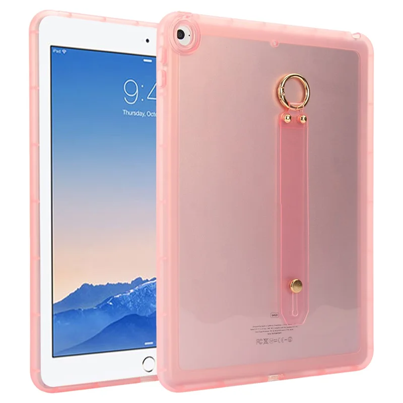 Tablet Case For iPad 9.7-inch (2018)  /  (2017)  /  Air 2 Shockproof TPU Cover with Wristband - Pink