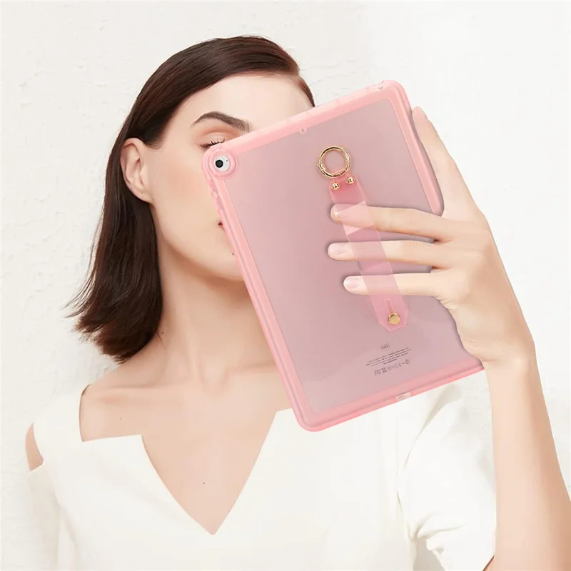 Tablet Case For iPad 9.7-inch (2018)  /  (2017)  /  Air 2 Shockproof TPU Cover with Wristband - Pink