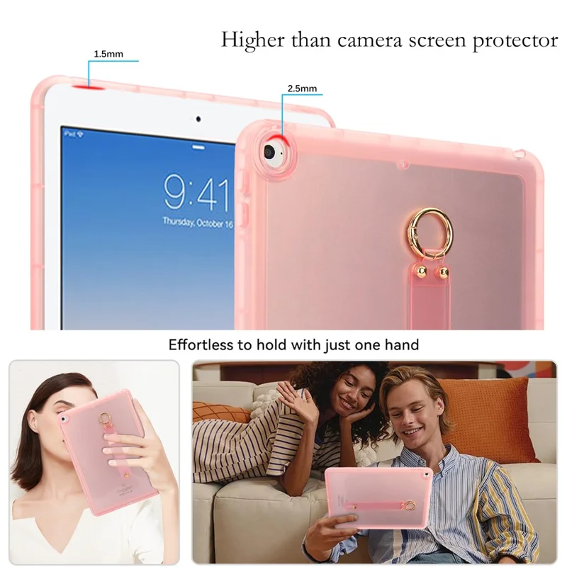 Tablet Case For iPad 9.7-inch (2018)  /  (2017)  /  Air 2 Shockproof TPU Cover with Wristband - Pink