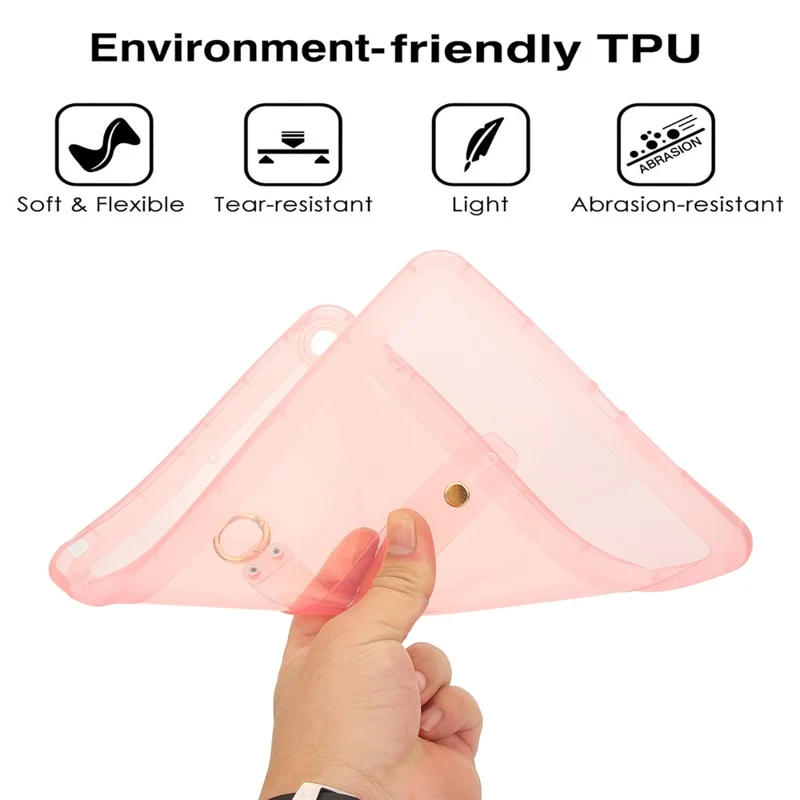 Tablet Case For iPad 9.7-inch (2018)  /  (2017)  /  Air 2 Shockproof TPU Cover with Wristband - Pink
