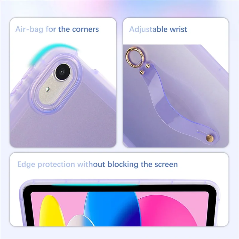 Custodia per iPad (2025) / 10.9 (2022) Antiurto in TPU con Cinturino da Polso - Viola