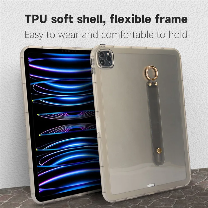 Tablet Case For iPad Pro 11 (2022)  /  (2021)  /  (2020) Shockproof TPU Cover with Wristband - Black