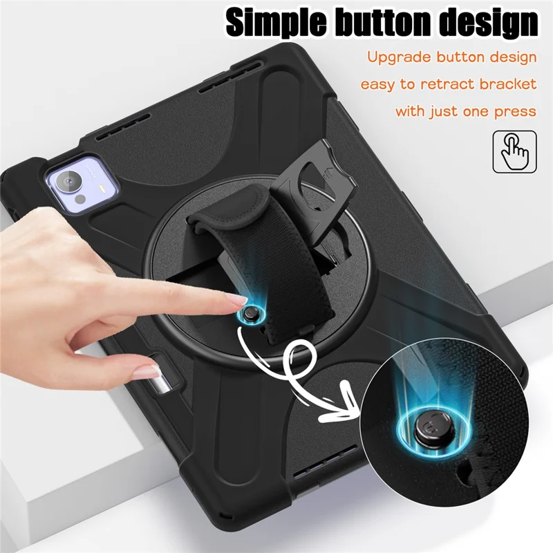 For Xiaomi Pad 7 Ultra Kickstand Case TPU PC Silicone Tablet Cover with Shoulder Strap - Black
