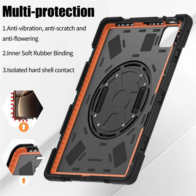 For Xiaomi Pad 7 Ultra Kickstand Case TPU PC Silicone Tablet Cover with Shoulder Strap - Black