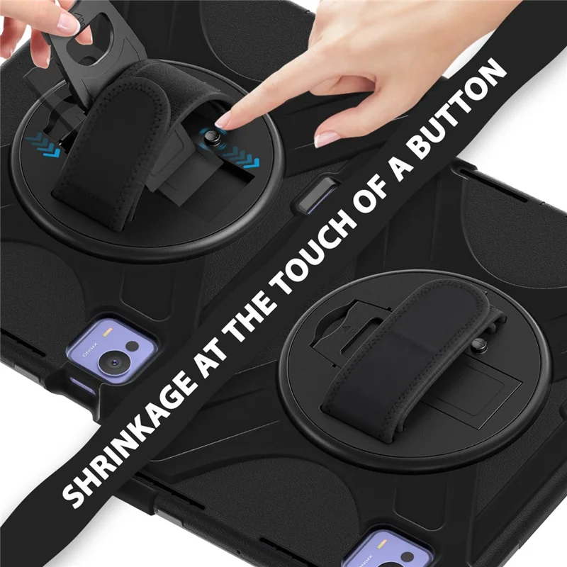 For Xiaomi Pad 7 Ultra Kickstand Case TPU PC Silicone Tablet Cover with Shoulder Strap - Black