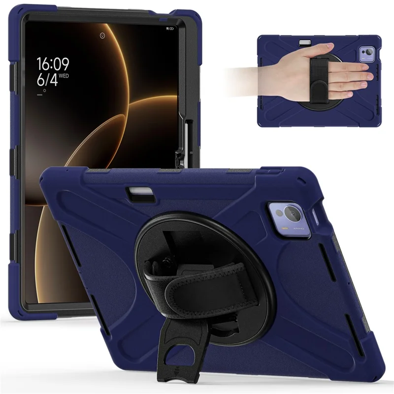 Capa para Xiaomi Pad 7 Ultra em TPU + PC + Silicone com Suporte de Apoio Antiderrapante - Azul Marinho