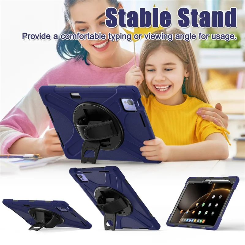 Capa para Xiaomi Pad 7 Ultra em TPU + PC + Silicone com Suporte de Apoio Antiderrapante - Azul Marinho