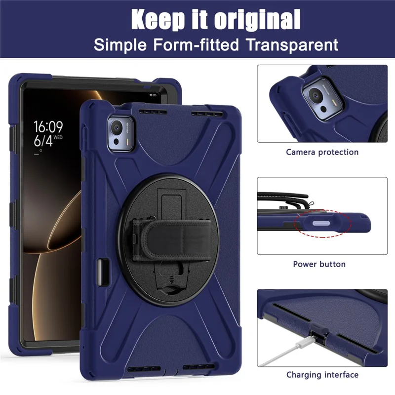 Capa para Xiaomi Pad 7 Ultra em TPU + PC + Silicone com Suporte de Apoio Antiderrapante - Azul Marinho