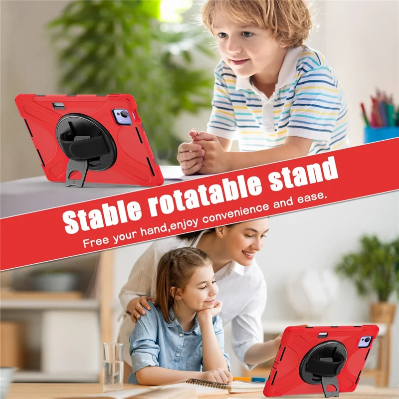 For Xiaomi Pad 7 Ultra Case TPU + PC + Silicone Kickstand Anti Drop Tablet Cover - Red