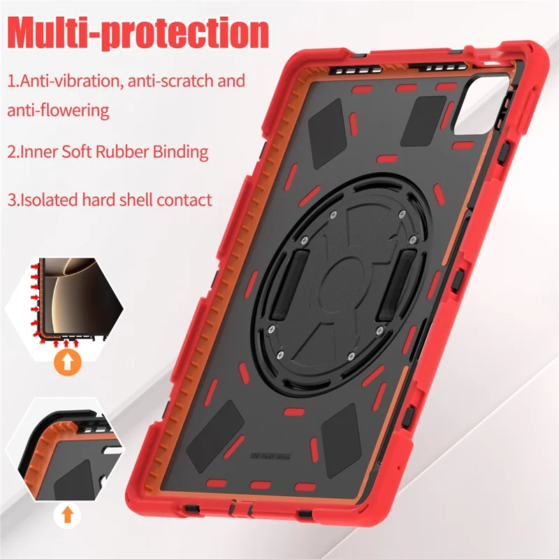 For Xiaomi Pad 7 Ultra Case TPU + PC + Silicone Kickstand Anti Drop Tablet Cover - Red