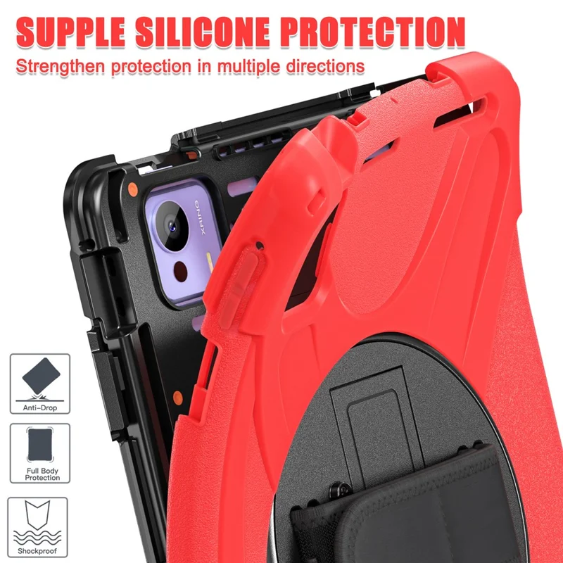 For Xiaomi Pad 7 Ultra Case TPU + PC + Silicone Kickstand Anti Drop Tablet Cover - Red