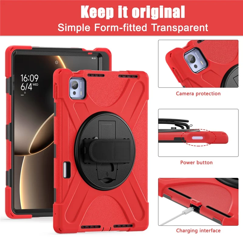 For Xiaomi Pad 7 Ultra Case TPU + PC + Silicone Kickstand Anti Drop Tablet Cover - Red