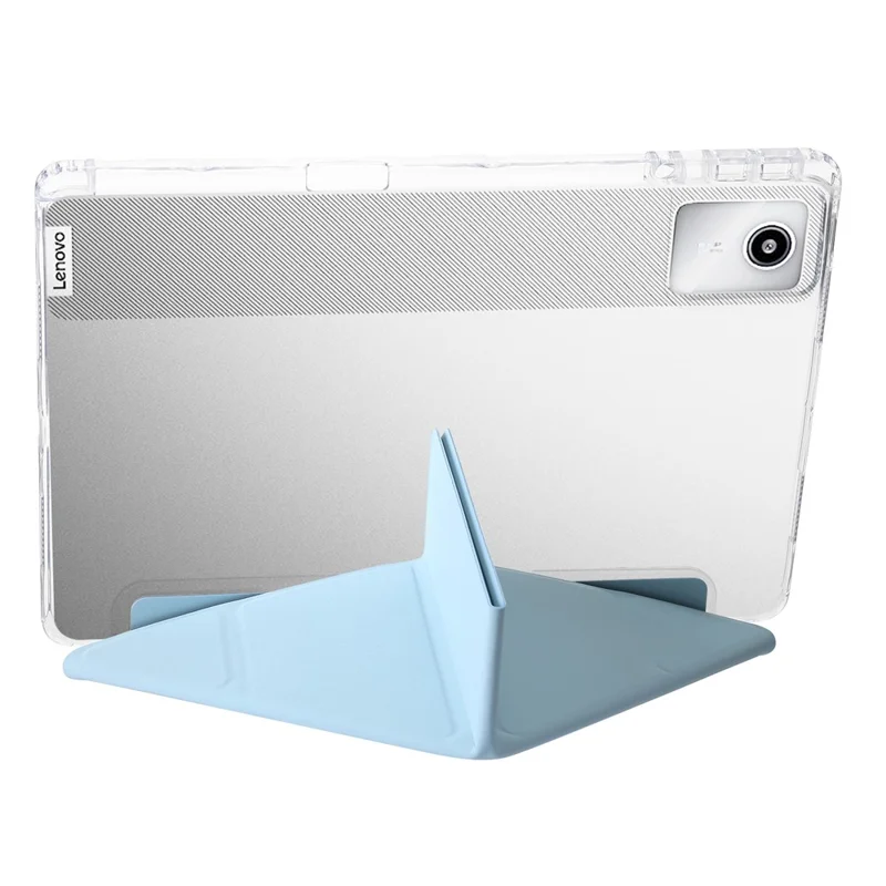 Futerał do Lenovo Tab K11 Gen 2 / Idea Tab / Xiaoxin Pad 11 2025 z syntetycznej skóry PU z origami podstawką przezroczysta obudowa na tablet - jasnoniebieski