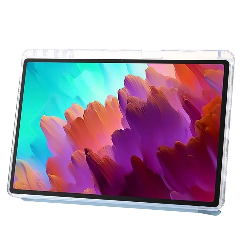 Futerał do Lenovo Tab K11 Gen 2 / Idea Tab / Xiaoxin Pad 11 2025 z syntetycznej skóry PU z origami podstawką przezroczysta obudowa na tablet - jasnoniebieski
